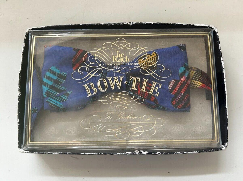 VINTAGE BOXED Blue TIE RACK bow tie Silk