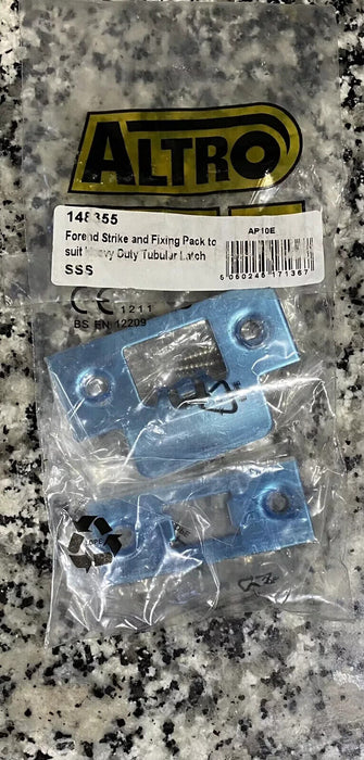 Forend Strike & Fixing Pack Suitable for Tubular Latch Bright Steel