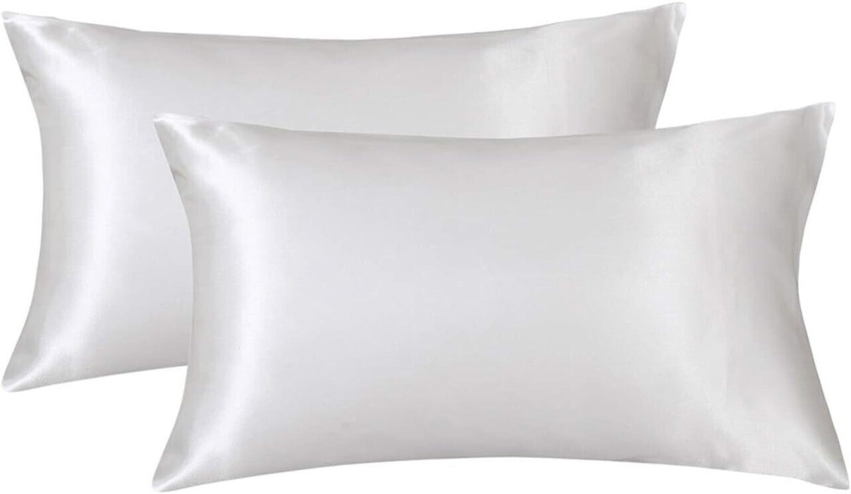 2x Satin Silky Pillowcase for Hair and Skin Grey Silky Sateen Pillowcase