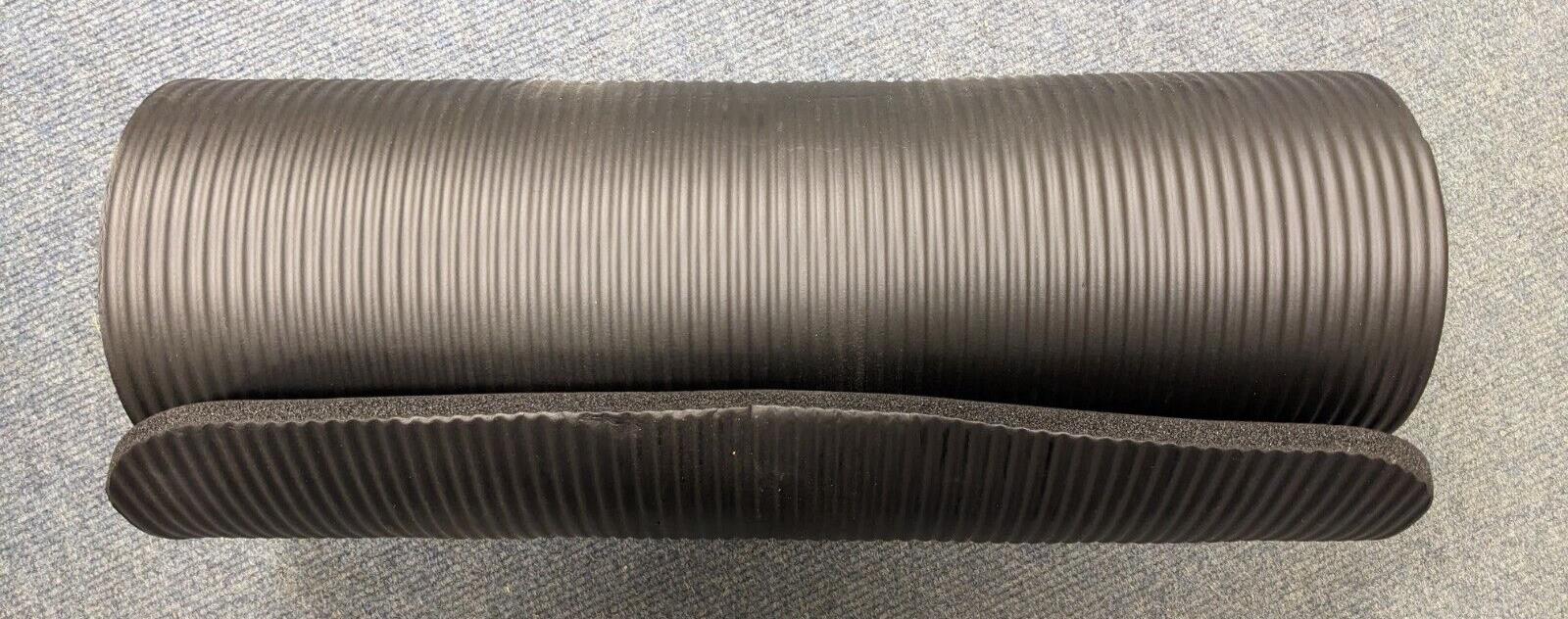 YOGA MAT 15mm Thick Roll Up Exercise Workout Gym Pilates Padded BLACK
