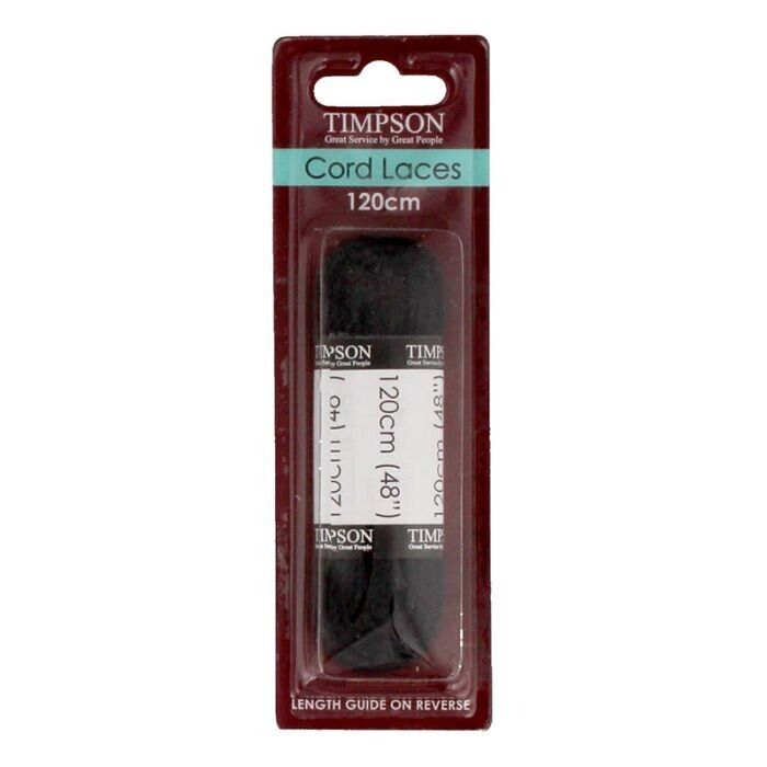 Cord Shoe Laces - Black (120cm - 7-9 pairs of eyelets)
