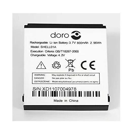 Genuine Doro SHELL01A Battery For 605 610 611 612 632 622 520X 409 410 800mAh..
