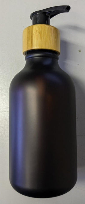 Hand Soap Dispenser, Black Soap Dispenser with Bamboo Pump, 6.5in