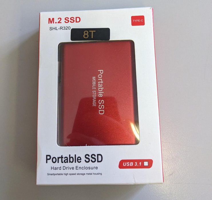 8TB Ultra Speed External SSD Hard Drive Enclosure Type-C Connection Red
