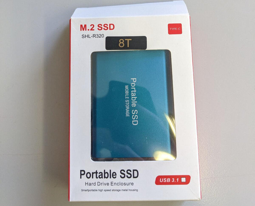 8TB Ultra Speed External SSD Hard Drive Enclosure Type-C Connection Blue