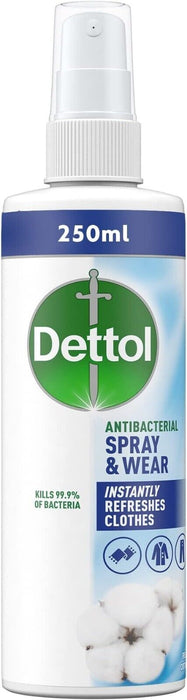 Dettol Spray and Wear Fabric Clothes Freshener Spray, Fresh Cotton Scent, 250 ml