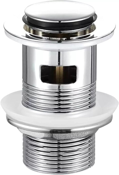 Quality Slotted Chrome Click Clack Basin Waste Full Metal Sink Pop Up Plug Push