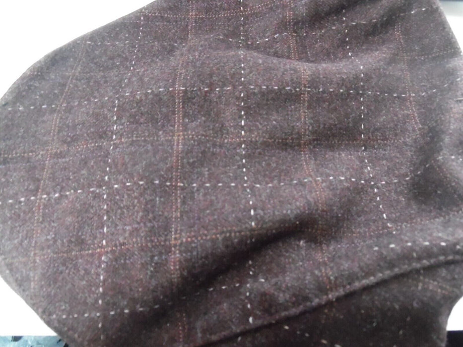 Men’s Flat Cap Jeff & Aimy Wool Mix Newsboy Cap Cabbie Gatsby Burgundy check
