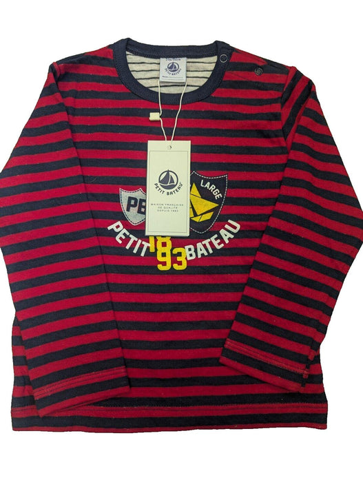 Petit Bateau Long Sleeve T Shirt Red & Black 24months