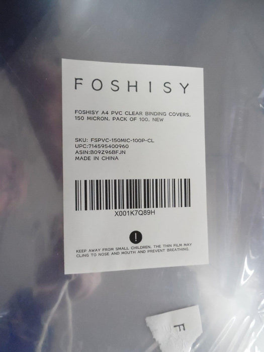Foshisy a4 clear binding covers 150 Micron Pack of 100