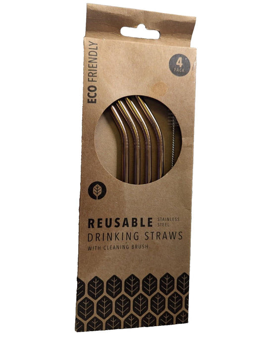 Eco Friendly Reusable Drinking Straws Stainless Steel With Brush 4 Straws