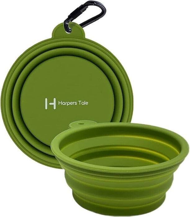 Harpers Tale Green Medium 400ml, Collapsible Travel Dog Food & Water Bowl