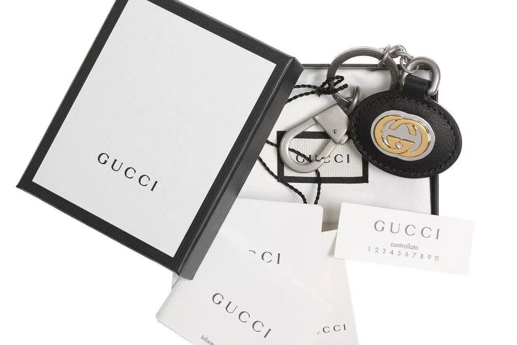 NEW GUCCI LUXURY INTERLOCKING GG LOGO KEYCHAIN KEY RING W/BOX