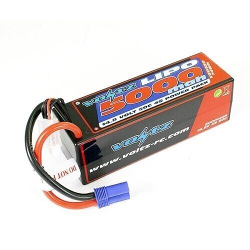 4S 5000Mah Hard Case 14.8V 50C Voltz Lipo Stick Pack Ec5 VZ0350EC5