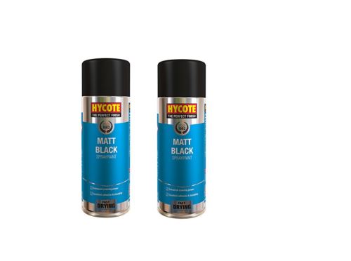 Hycote Matt Black Spray Paint Fast Drying - 400ml x 2