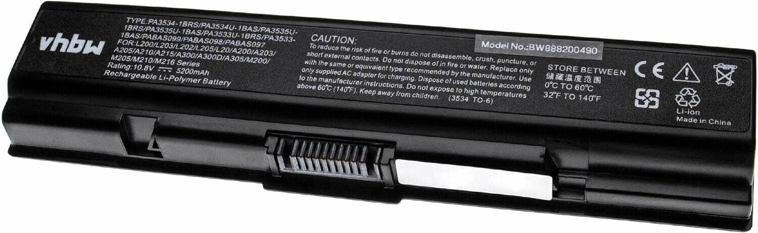 vhbw Battery 4400mAh Li-Po for Toshiba PA3533U-1BAS, PA3533U-1BRS, PA3534U-1BAS