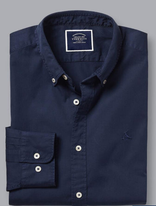 Charles Tyrwhitt Button-Down Collar Washed Fine Twill Shirt L