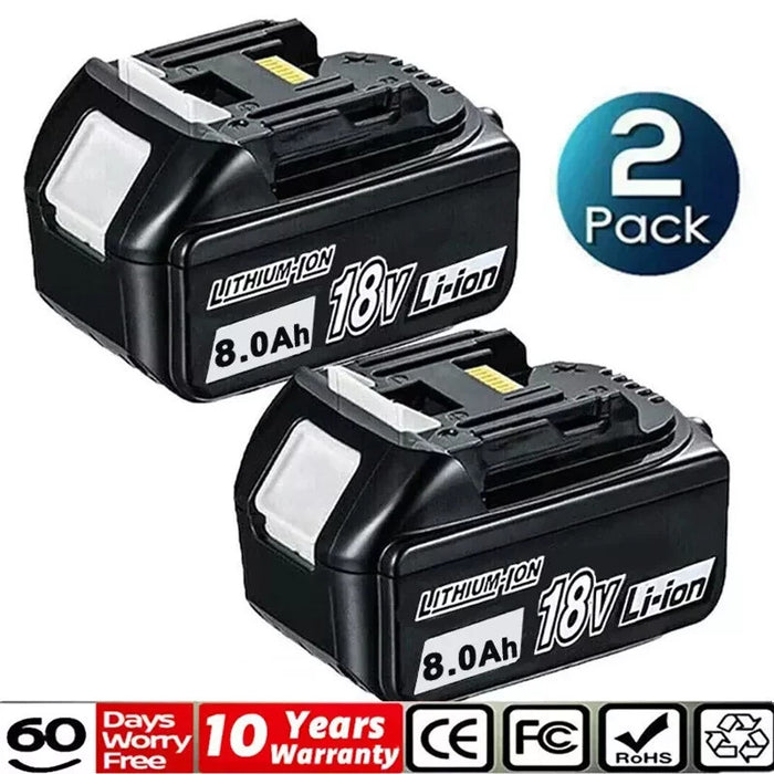 2 Packs For Makita 18V Battery 8.0Ah Li-Ion BL1830 BL1850 BL1860 BL1840 LXT LED