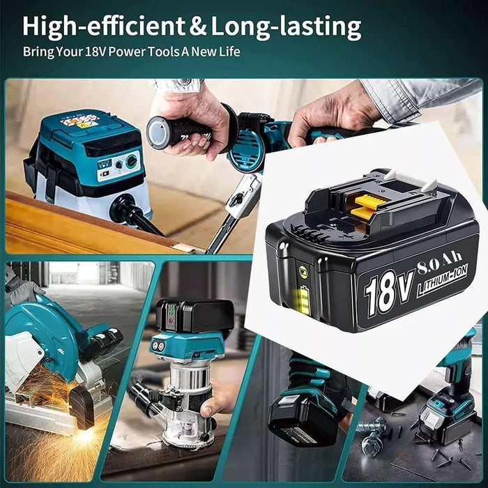 2 Packs For Makita 18V Battery 8.0Ah Li-Ion BL1830 BL1850 BL1860 BL1840 LXT LED