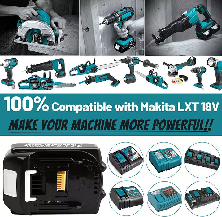 2 Packs For Makita 18V Battery 8.0Ah Li-Ion BL1830 BL1850 BL1860 BL1840 LXT LED
