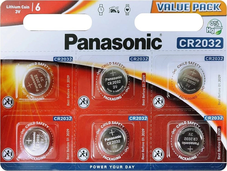 6 X CR2032 Panasonic Lithium Coin 3V Battery DL BR2032- Toys Car Key Fob-2034
