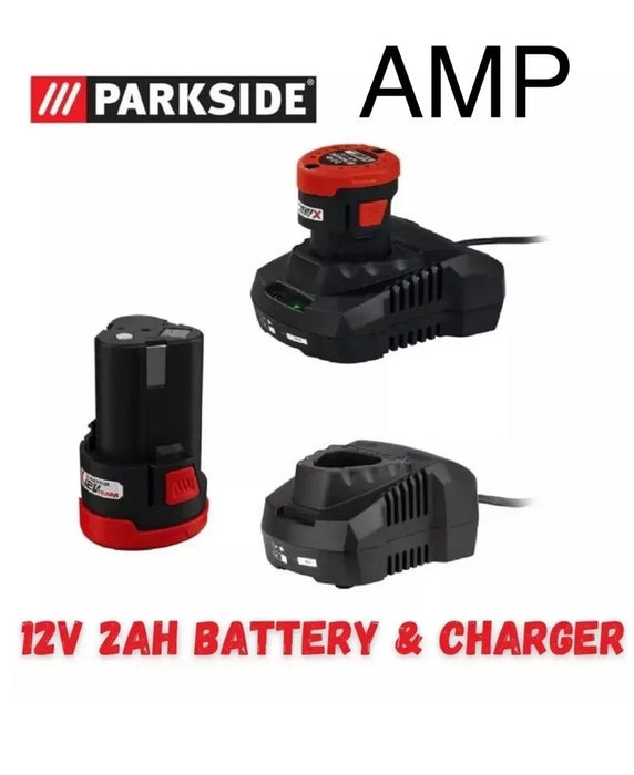 Parkside 12v 2Ah Battery & Charger for 12v Angle Grinder, Drill, PWSA 12 NEW