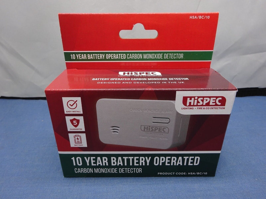 HiSpec Carbon Monoxide Detector CO with 10 Year Long Battery HSA/BC/10