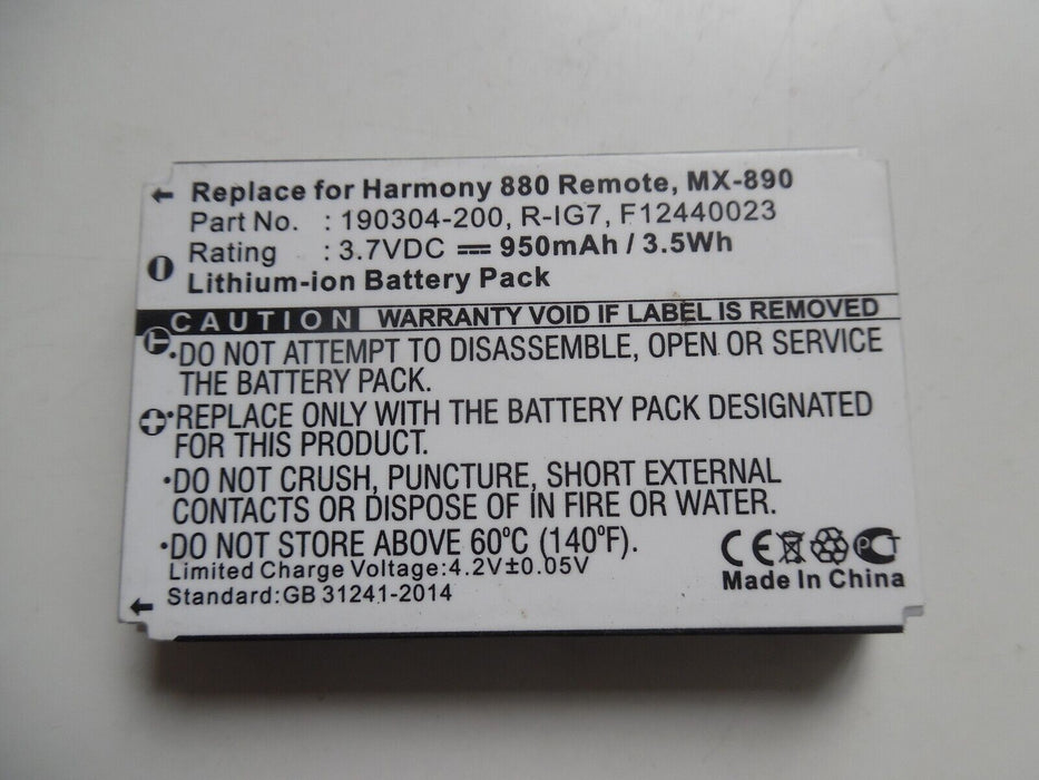 Harmony 880 remote MX890 battery 950mAh Used