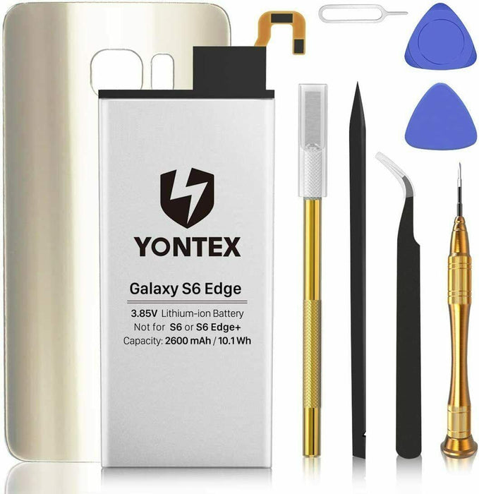 YONTEX Galaxy S6 Edge (Gold) Battery with Back Glass Replacement and Complete Re