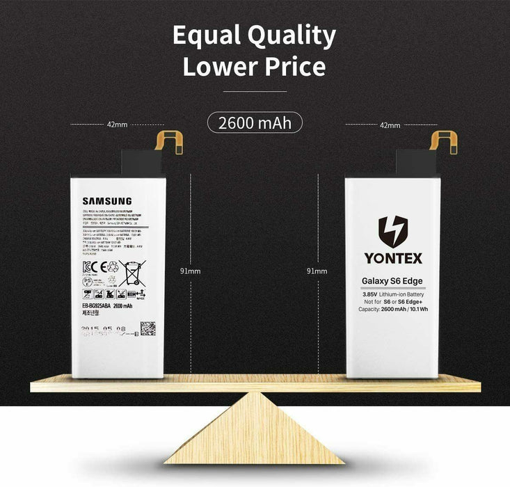 YONTEX Galaxy S6 Edge (Gold) Battery with Back Glass Replacement and Complete Re