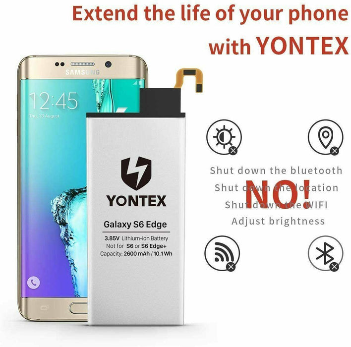 YONTEX Galaxy S6 Edge (Gold) Battery with Back Glass Replacement and Complete Re