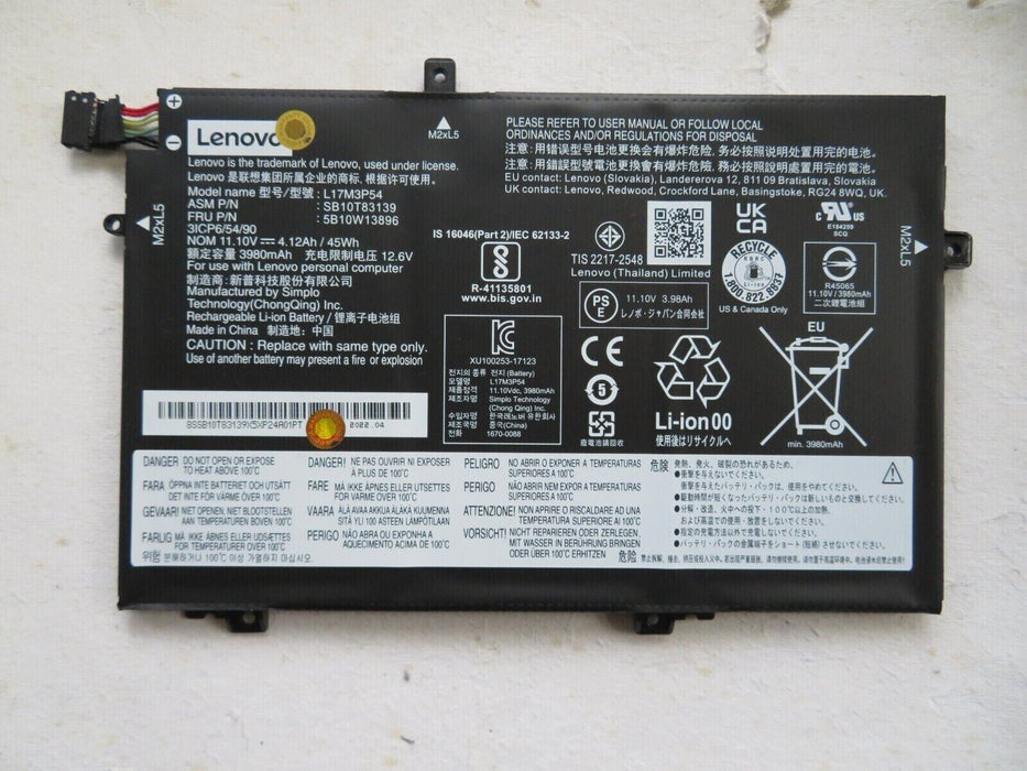 Genuine Lenovo Thinkpad L14 Gen 2 Battery L17M3P54 5B10W13896 11.1V