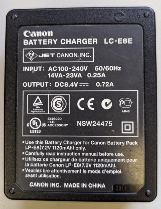 Genuine Canon LC-E8E Battery Charger Only For EOS 550D 600D 650D 700D
