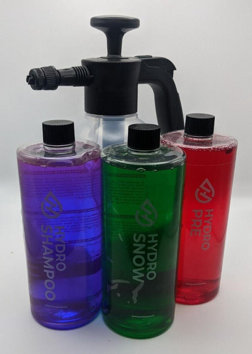 Hydro Car Care Kit 1Lx PRE/SNOW/SHAMPOO + Spray Bottle