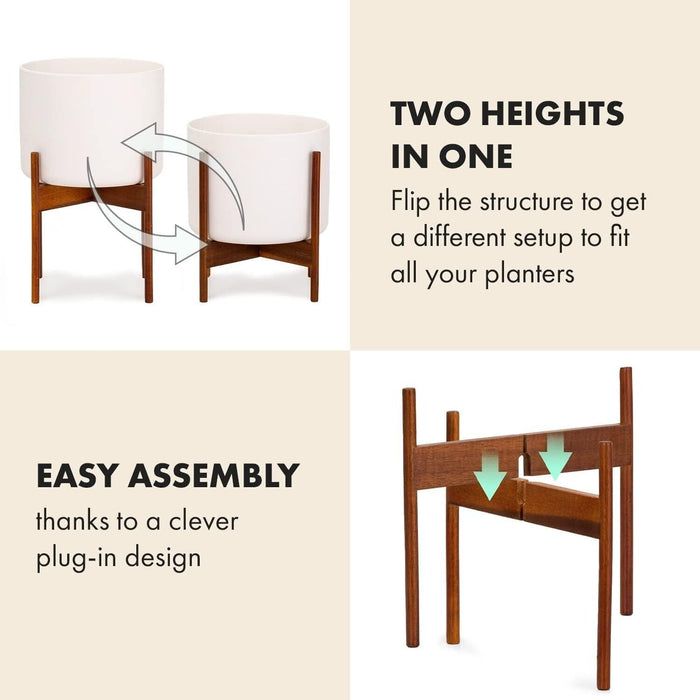 Fox & Fern Mid-Century Modern Plant Stand Acacia (POT NOT INCLUDED)