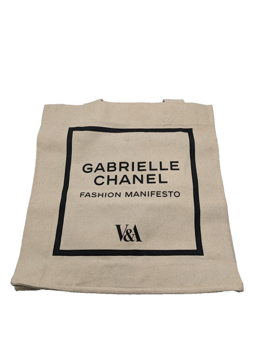 Chanel Natural Beige Logo Organic Cotton Canvas Square Tote Bag V&A