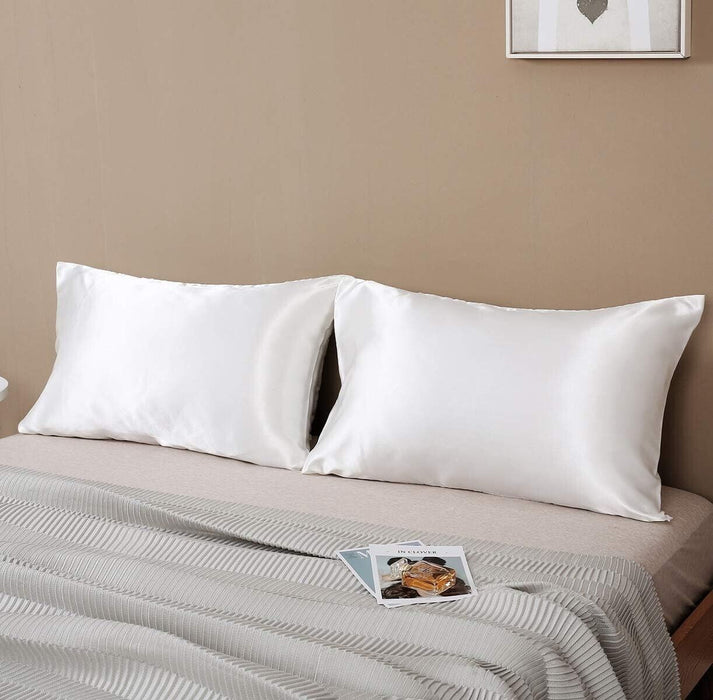 2x Satin Silky Pillowcase for Hair and Skin Grey Silky Sateen Pillowcase