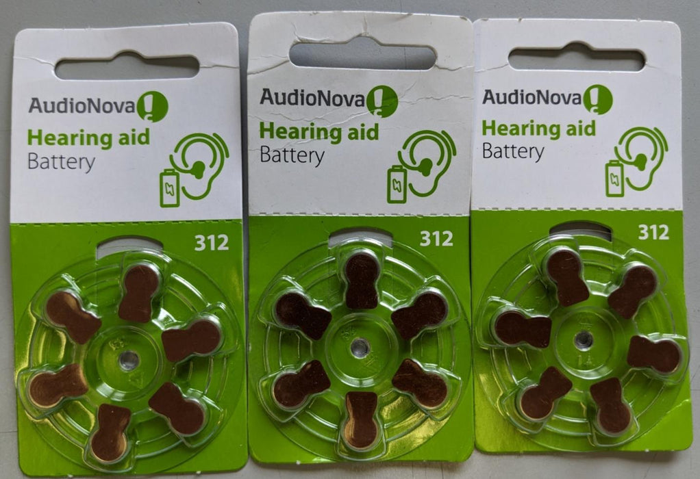 18 cells , AudioNova Hearing Aid Batteries ( 3Pack ) Size 312
