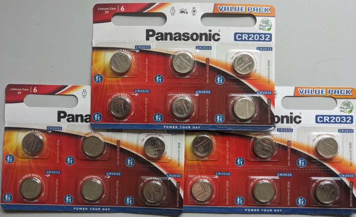18- Panasonic CR2032 Batteries Lithium Battery 3V Button Coin Cell CR 2032