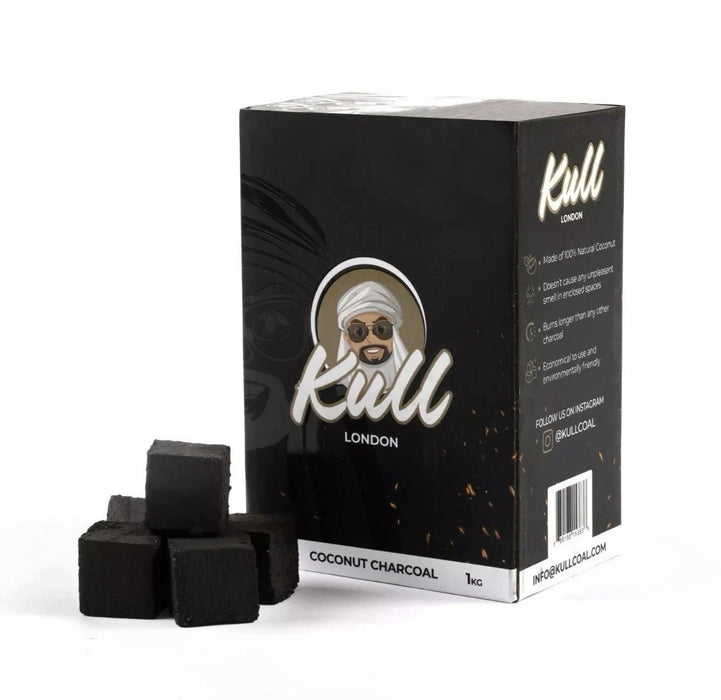 Kull Shisha Coal - 1kg - 25mm Cubes Coconut Charcoal - 72 Pieces Charcoal Hookah