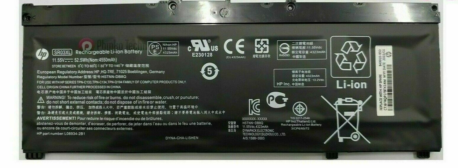 Genuine SR03XL Battery for HP Pavilion 15-CX0058WM 15-CX HSTNN-IB8L L08934-1B1