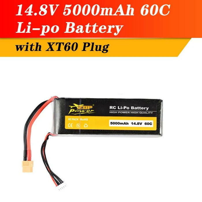 ZOP Power 14.8V 5000mAh 60C 4S Lipo Battery XT60 Plug For RC Quadcopter Car