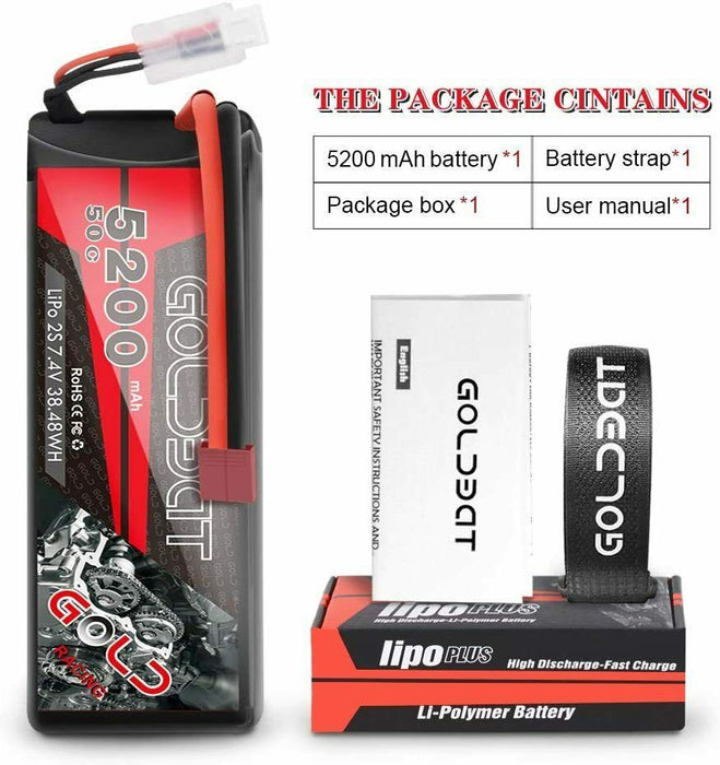 GOLDBAT 3S LiPo RC battery 11.1V 80C 5200mAh Lipo battery hard case with deans