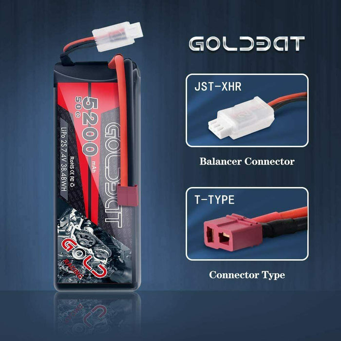GOLDBAT 3S LiPo RC battery 11.1V 80C 5200mAh Lipo battery hard case with deans