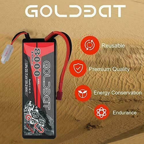 GOLDBAT RC Battery 8000 mAh 7.4 V 2S 100C LiPo Pack with Deans Connector