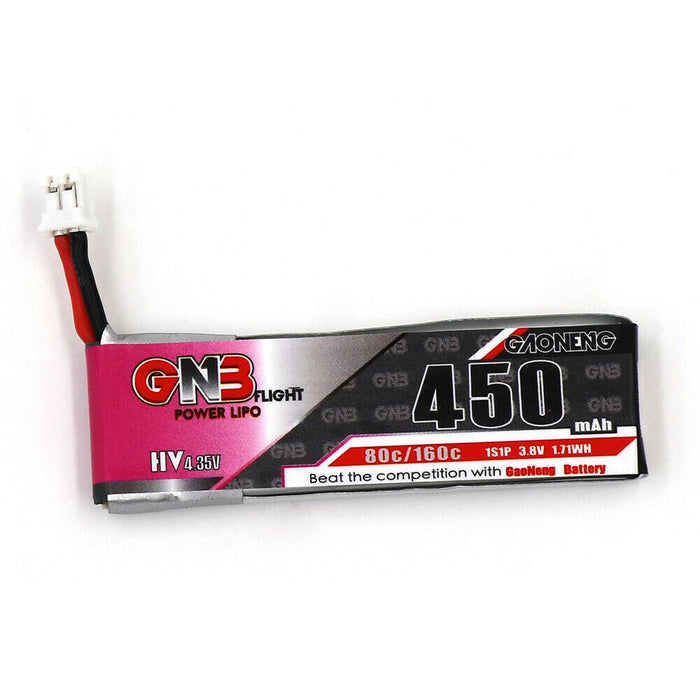 HITSAN Gaoneng GNB 3.8V 450mAh 1S 80/160C Lipo Battery White Plug One Piece