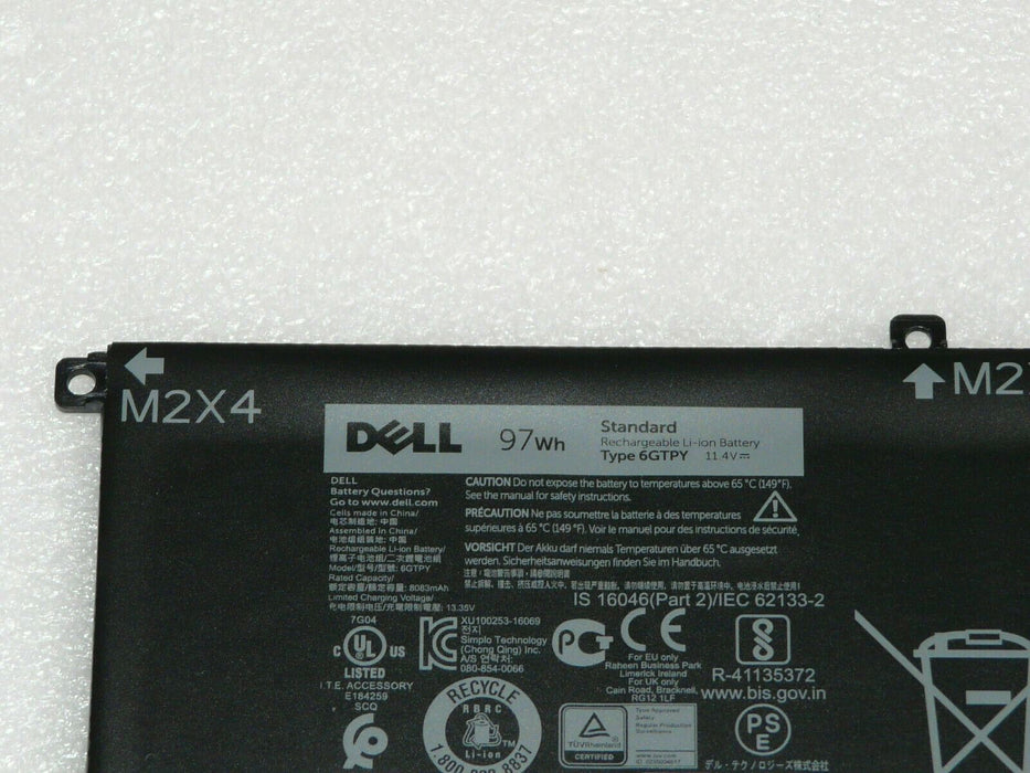 GENUINE DELL XPS 15 9550 9560 9570 PRECISION 15 5510 5520 97Wh BATTERY 6GTPY