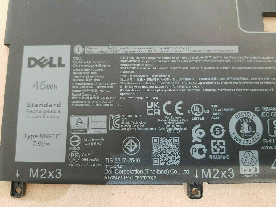 New Battery 46wh 7.6V for Dell XPS 13 9365 NNF1C 0HMPFH