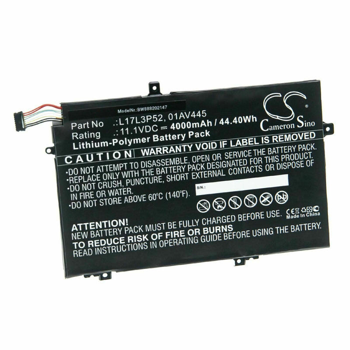 Battery 4000mAh for Lenovo 01AV445, 01AV463, 5B10W13894, L17L3P52