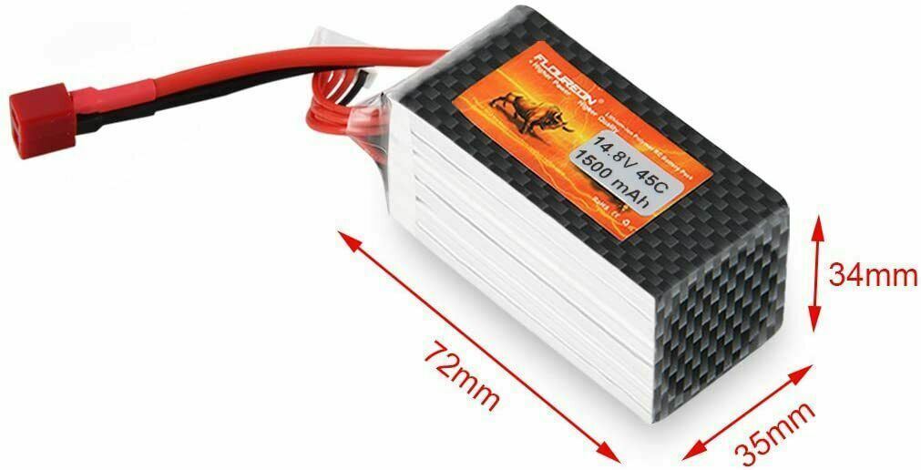 FLOUREON 14.8V 1500mAh T Plug Lipo 4S 45C Rechargeable RC Battery for Popular St